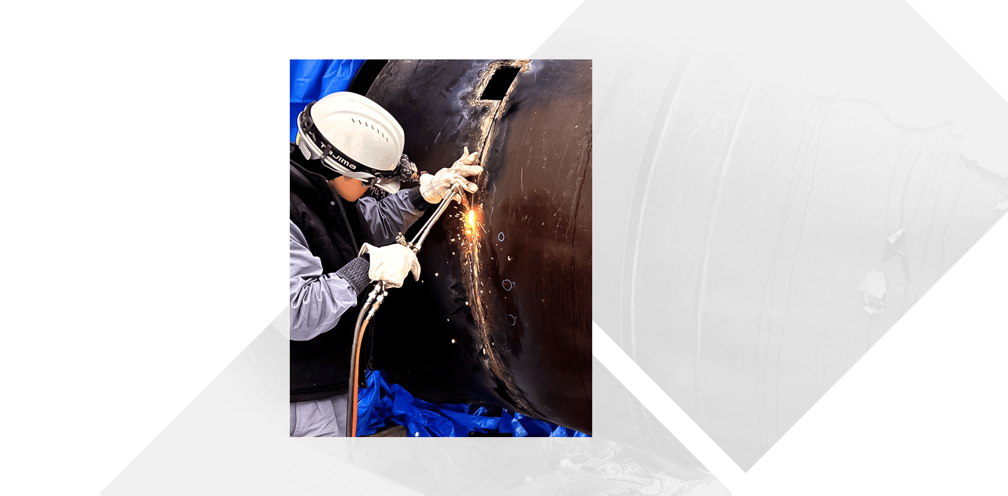 壱から成し遂げる。 配管・溶接・重量物搬入/設置・足場組立/解体